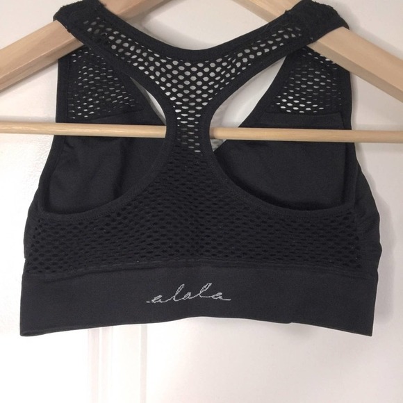alala Black Essential Seamless Mesh Stretch Sports Yoga Bra XSmall - Picture 4 of 4